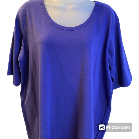 Eileen Fisher Cotton Blend T- Shirt Dress Oversized Fit Short Sleeve Navy L - Picture 2 of 11